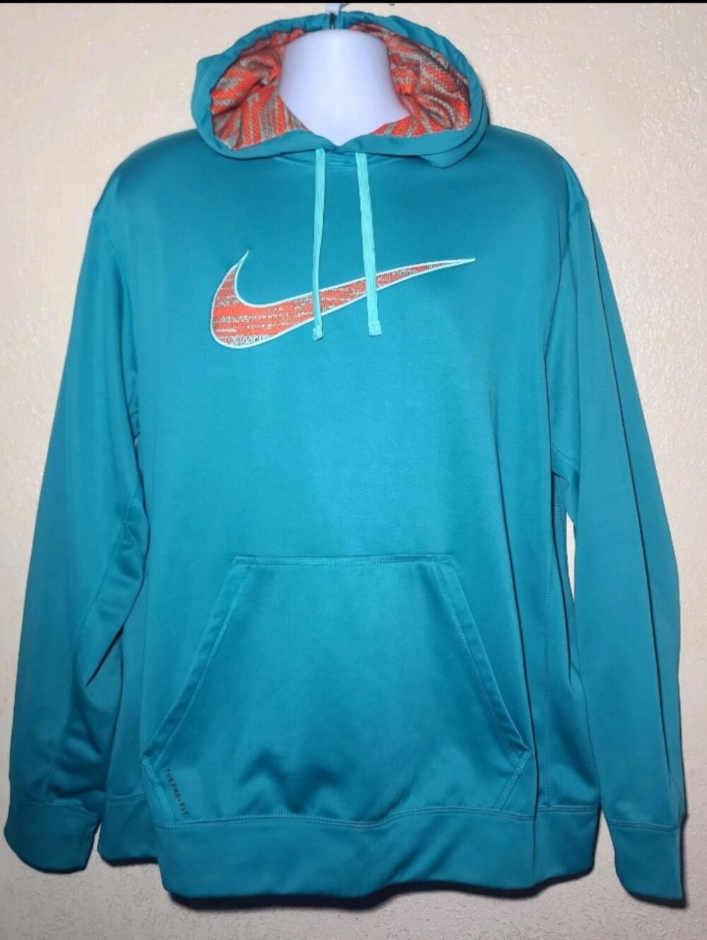 Nike Therma Fit Hoodie Mens Light Green Swoosh Tribal Logo Size XXL